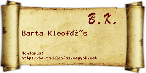 Barta Kleofás névjegykártya