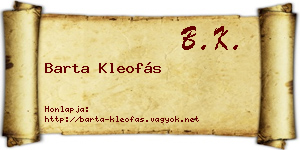 Barta Kleofás névjegykártya